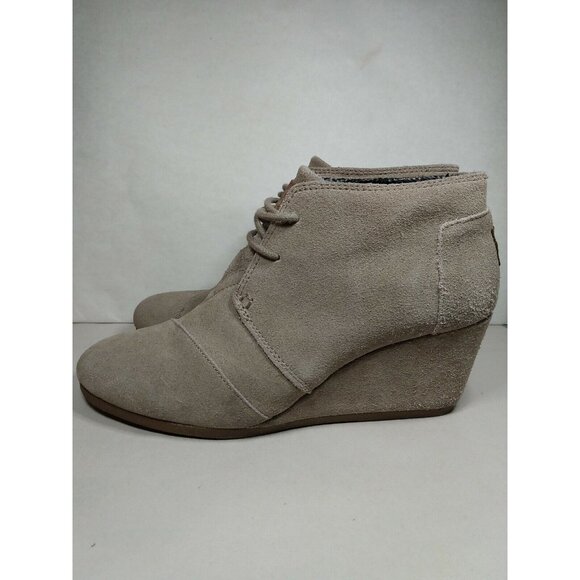 TOMS Kala Women's 3" Wedge Heel Lace Up Bootie Size 10 Taupe Desert - Picture 3 of 9